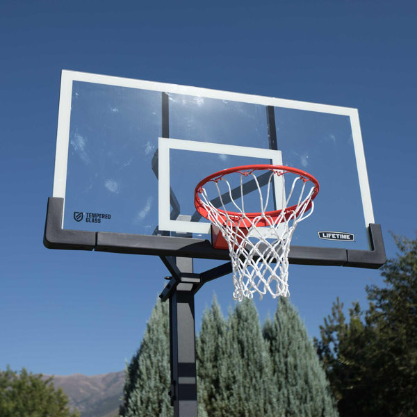 Lifetime Height Adjustable Bolt Down Basketball Hoop (60" Tempered